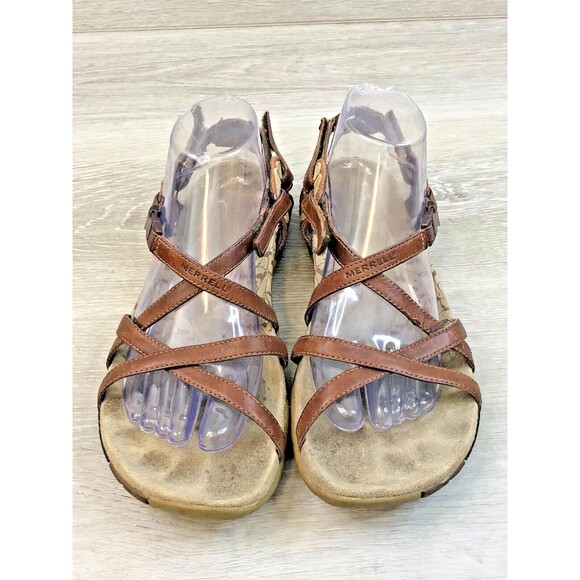 Merrell San Remo Women's US 9 Brown Leather Flat Buckle Open Toe Strappy Sandal - Picture 2 of 7